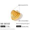 Ciondolo a cuore in acciaio inossidabile dorato con texture a coste, 5,2 g. - Ciondolo a Cuore con Strisce Verticali e Nervature (NB-DK163) / 1 Pezzo (17,3x14,5 mm) / Oro