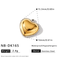 Elegante ciondolo a cuore in acciaio inossidabile oro e argento per gioielli fai da te - Ciondolo a Cuore Lucidato Bicolore (NB-DK165) / Oro 18K / 1 Pezzo (16x15.3 mm) / oro e argento