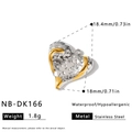 Pendente a cuore in acciaio inossidabile con dettagli oro e specifiche del prodotto - Ciondolo a Cuore Smalto Fluido Argento (NB-DK166) / Oro 18K / 1 Pezzo (18.4x18 mm) / Argento