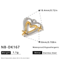Ciondolo a cuore in acciaio inossidabile bicolore con dettagli a stella e dimensioni - Ciondolo a Cuore con Stelle Traforate Bicolore (NB-DK167) / Oro 18K / 1 Pezzo (18.4x18 mm) / oro e argento