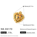 Ciondolo a cuore in acciaio inossidabile dorato con occhio e strass colorati - Ciondolo a Cuore in Strass Occhio del Diavolo Seghettato (NB-DK170) / Oro 18K / 1 Pezzo (20x18mm) / Oro