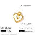 Elegante ciondolo a forma di cuore in acciaio inossidabile con corona e smalto bianco intarsiato - Ciondolo a Cuore con Rilievo a Corona Oro (NB-DK172) / Oro 18K / 1 Pezzo/Confezione (18x15mm) / Oro