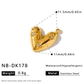 Ciondolo a cuore in acciaio inossidabile dorato con strass per gioielli DIY, 11,5x11 mm - Ciondolo a Cuore in Strass a Stella (NB-DK178) / Oro 18K / 1 Pezzo (11,5 x 11 mm) / Oro