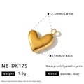 Ciondolo a cuore in acciaio inossidabile dorato con dettagli di taglia e peso - Ciondolo a Cuore 3D (NB-DK179) / Oro 18K / 1 Pezzo (12.5x11mm) / Oro