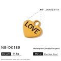 Ciondolo a cuore in acciaio inossidabile dorato con incisione LOVE per gioielli fai da te - Ciondolo a Cuore con Lettere LOVE (NB-DK180) / Oro 18K / 1 Pezzo (11,3 mm) / Oro