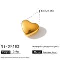 Ciondolo a forma di cuore in oro lucido in acciaio inossidabile, dettaglio 8 mm misura - Mini Ciondolo a Cuore Lucido (NB-DK182) / Oro 18K / 1 Pezzo/Confezione (8mm) / Oro