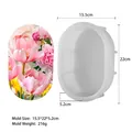 Οβάλ καλούπι σιλικόνης για δίσκους ρητίνης DIY, διαστάσεις 15,5x22x5,2cm με σχέδιο τουλίπας - Μεγάλο οβάλ σχήμα