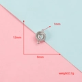 Makroansicht einer runden Anhängerbasis aus Edelstahl mit Maßangaben 12mm und 8mm - 3# Runde Einzelanhänger (B-FM0020) / 50 Stück