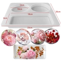 Silicone mold for round coasters and rectangular trays with flower epoxy resin samples - Round Coaster Style (J-297A)