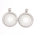 Runder silberner Zinklegierungsanhänger mit Strasssteinen für DIY-Schmuck - Innendurchmesser 25mm / Silber