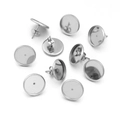 Poliertes Edelstahl-Ohrstecker-Set mit runder Fassung und Schmetterlingsverschluss - 6mm / Stahlfarben
