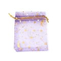 Detalle de bolsa de regalo de organza morada con estampado de estrellas y lunas oro - 20 Piezas/Paquete / 4#(Púrpura)