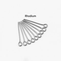 Detailed macro view of rhodium-plated silver eye pins for DIY jewelry making accessories - White K/Silver