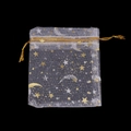 Detalle de bolsa de regalo de organza blanca con lunas y estrellas doradas y cordón - 20 Piezas/Paquete / 1# (Blanco)