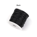 Macro de cordón de cuero PU negro en carrete blanco para creación de joyas y collares DIY - 0.8mm / Negro