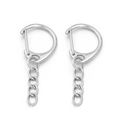 D-Ring Schlüsselanhänger in Silber mit Verbindungskette für DIY Schmuckherstellung - 18x23mm / Silber Stil 1 (D-Verschluss + Kette)