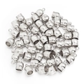 Bulk set of silver bell-shaped tassel cord ends for DIY jewelry and bracelet making - Hole 9mm / White K/Silver