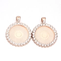 Roségoldene runde Anhängerbasis mit Strasssteinen für DIY Schmuckherstellung - Innendurchmesser 25mm / Roségold