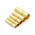 Detailed view of four sizes of gold-plated cylindrical magnetic clasps for DIY jewelry - Inner Hole 5mm / Gold
