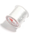 Single roll of clear flat elastic crystal string for DIY jewelry making on white spool - White