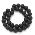 Natural black volcanic lava stone round beads with porous texture for DIY jewelry making - Black Lava Stone / 10mm