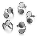 Makroansicht verstellbarer gunmetal doppelter runder Tablett-Ringfassungen für DIY-Schmuck - Innendurchmesser 12mm / Gunmetal-Schwarz