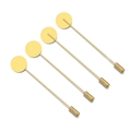 Detailed view of four polished gold-plated copper stick pins for DIY jewelry making - Face 15mm Length 72mm / Gold