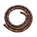 Detailed view of dark brown cylindrical wooden beads with natural grain for DIY jewelry - 10mm / Dark Coffee