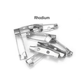 Macro detail of silver rhodium plated DIY brooch safety pins for jewelry making - Medium / White K/Silver