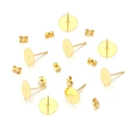 Golden flat pad earring studs and butterfly backings for DIY jewelry making - 10mm / Gold (With Ear Backs)