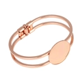 Detail view of rose gold dual-layer bangle with a 25mm round blank base for DIY jewelry - Inner Diameter 20mm / Rose Gold