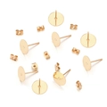 Golden DIY earring studs with flat base discs and butterfly backs for jewelry making - 10mm / KC Gold (With Ear Backs)