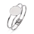 Silver vintage bracelet with 25mm round blank bezel tray for DIY jewelry making - Inner Diameter 25mm / White K/Silver