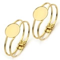 Pair of gold-plated 25mm oval bezel cup bangles for DIY jewelry making and gemstones - Inner Diameter 25mm / Gold