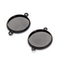 Detail view of black round jewelry connector trays for DIY jewelry making - Gun Black