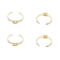 Detail van 4 vergulde dubbellijnse armband basissen met ovale zettingen voor DIY - Binnendiameter 20mm / Goud