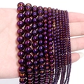 Detailed comparison of various sizes of purple metallic hematite beads for DIY jewelry making - 10mm (Approx 38pcs) / Electroplated Purple