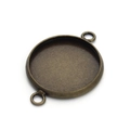 Antique bronze round pendant base with double loops for DIY jewelry making and glass cabochon - 10mm / Bronze