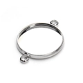Silver round bezel setting tray with double hanging loops for DIY jewelry making - 10mm / White K/Silver