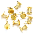 10-piece set of gold-plated round cufflink blanks for DIY jewelry making and crafting - Inner 14mm / Gold