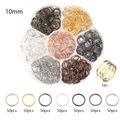 7-color 10mm jump rings set in a flower box with a brass opening tool for DIY jewelry - 1 Box / 10mm Mixed Colors
