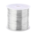 Silver plated copper wire on white spool for DIY jewelry making and bead stringing - 0.5mm / Silver