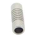 Macro view of silver knurled stainless steel magnetic clasp for jewelry making - Knurled Texture