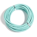 Braided 6mm mint blue PU leather cord roll for DIY jewelry making with metal clips - Lake Blue