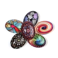 Set de 6 cabujones de cristal ovalados con coloridos motivos étnicos y mandala - Patrón de Estilo Étnico (18x25mm) / Juego de 20 Piezas