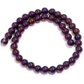 Polished round hematite beads in deep purple iridescent finish for DIY jewelry crafting - 6mm / Purple