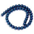 Perle rotonde in ematite blu scuro lucido per la creazione di gioielli fai-da-te - Blu