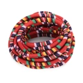 Cordino in cotone a righe rosse 6mm con accenti colorati per gioielli DIY e capelli - Corda Rotonda Con Anima N. 6 / 6mm