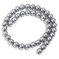 Perline rotonde in ematite argento lucido non magnetico per bracciali gioielli fai da te - Bianco K/Argento