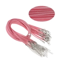 Detalle del cordón rosa encerado para collar con cierre de langosta y cadena extensible - 1.5mm / Rosa